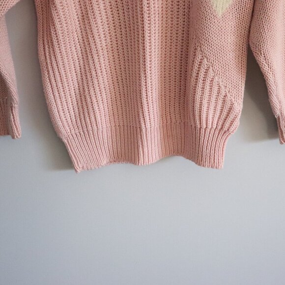 Vntg Tamiko Women's L Pink Angora/Rabbit Hair Pullover Crew Knit Ribbed Sweater - Picture 8 of 11